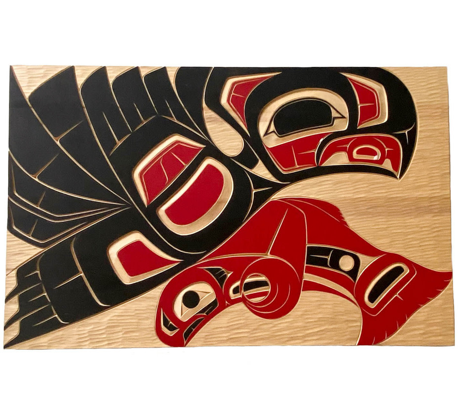 SOLD  Gitxsan Eagle and Salmon Panel
