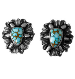 #8 Turquoise Stud Earrings by Randy and Etta Endito (Navajo).