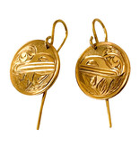 Indigenous 14 Kt Gold Raven Coin Earrings
