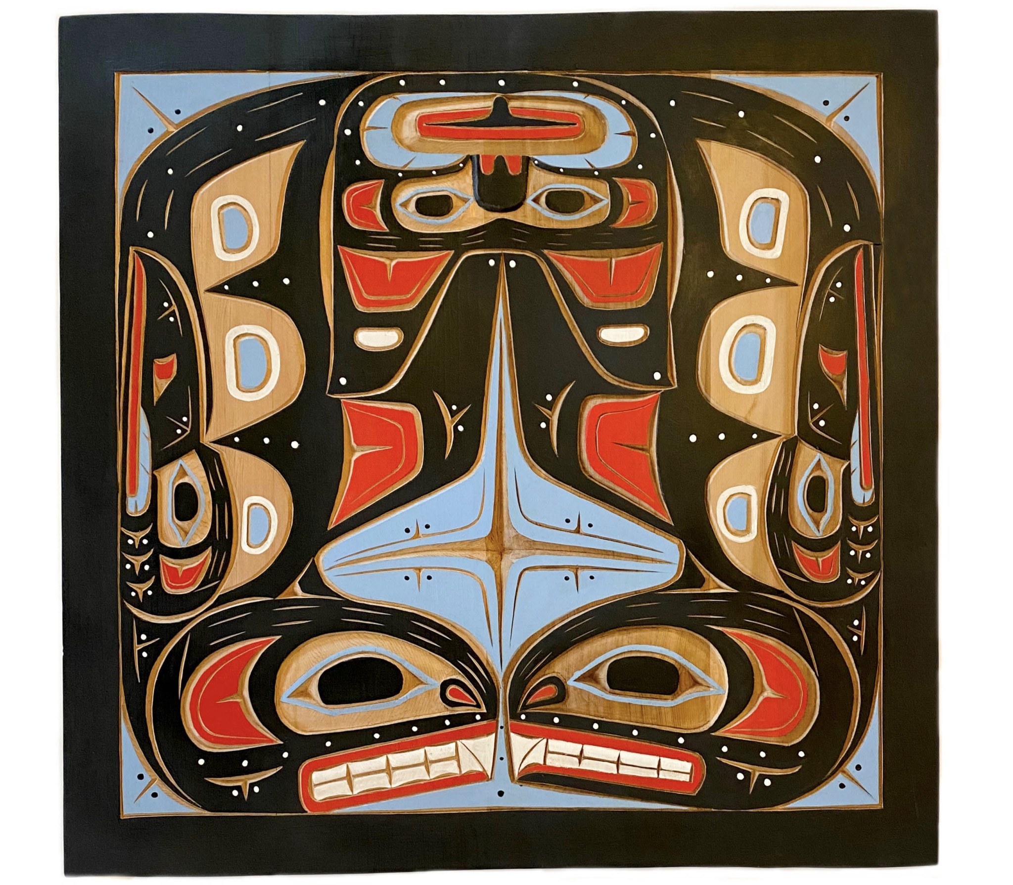 30" by 30" Kwak'waka'wakw Split Orca Panel