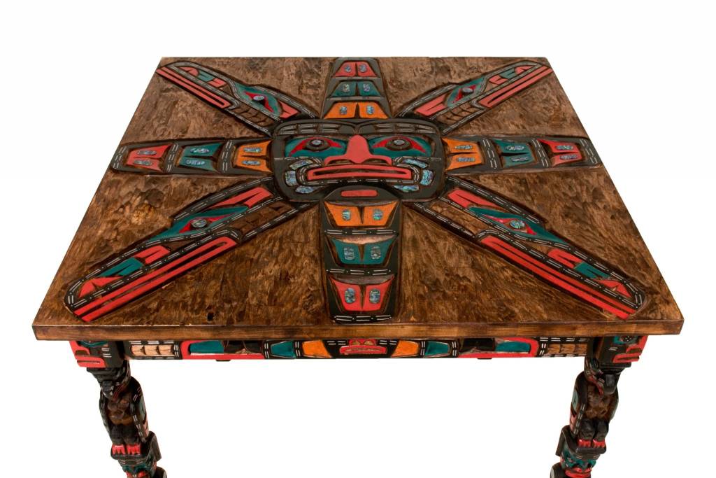 SOLD  Sun Table with Totem Pole Legs