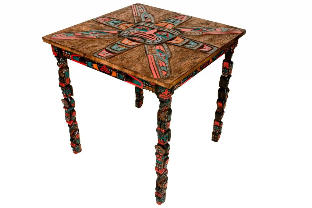 SOLD  Sun Table with Totem Pole Legs