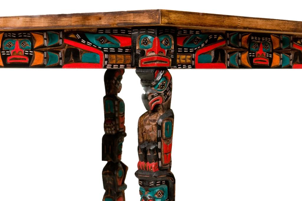 SOLD  Sun Table with Totem Pole Legs