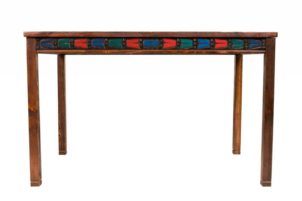 CUSTOM ORDER  Wooden Table with Thunderbird Carved on Top