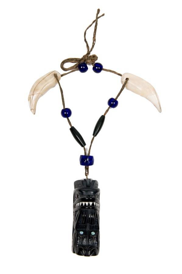 CUSTOM ORDER  Lionel Samuels Haida Argillite Bear Necklace