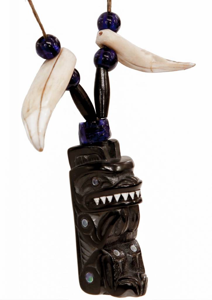 CUSTOM ORDER  Lionel Samuels Haida Argillite Bear Necklace