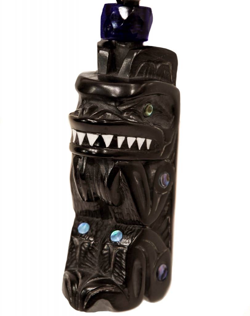 CUSTOM ORDER  Lionel Samuels Haida Argillite Bear Necklace