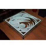 Glass Table with Sandblasted Raven Design by Alano Edzerza (Tahltan).