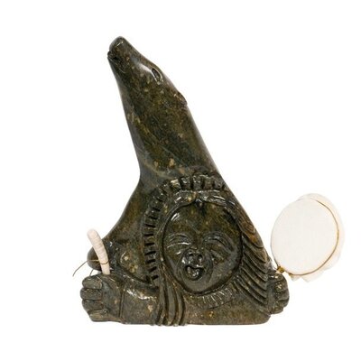 Soapstone Wolf with Spirit Drum