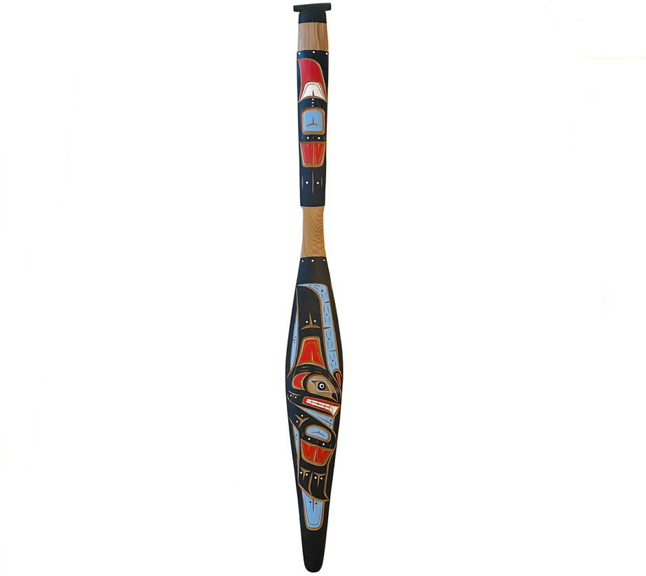 Indigenous Carved Orca Paddle 5'
