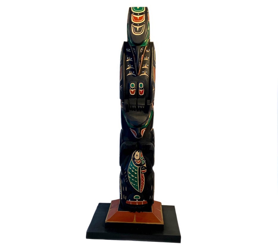 SOLD  Raven / Bear with Salmon Totem Pole