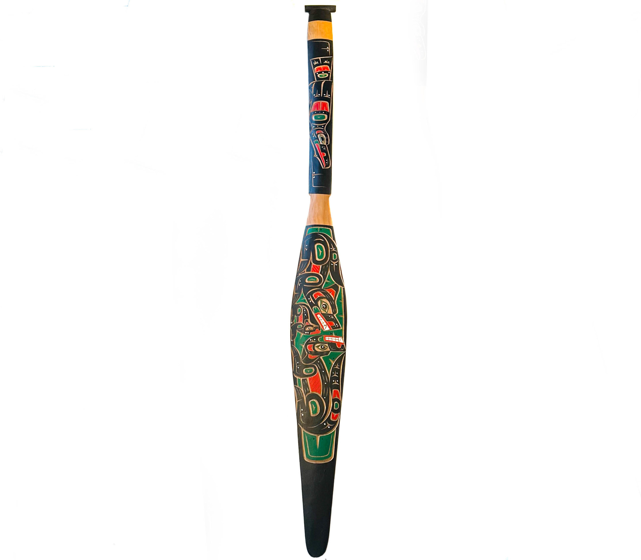 6' Kwak'waka'wakw Wolf Family / Raven Paddle