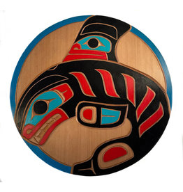 SOLD  Round Coast Salish Orca Panel Carved and Painted by Cody Mathias