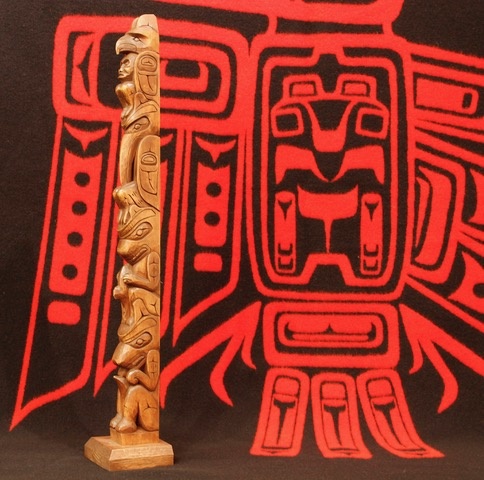 hand carved totem pole