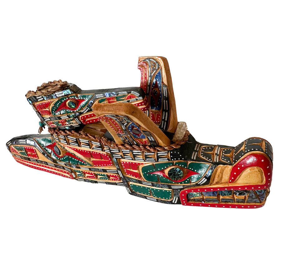 Kwak'waka'wakw Wolf Raven Rattle