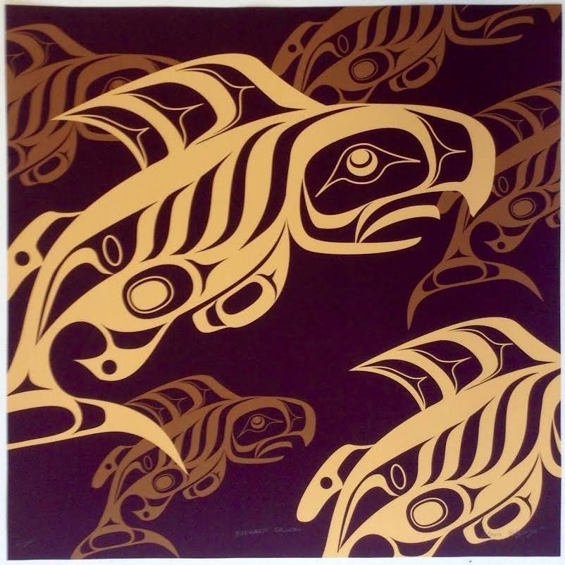 'Burgundy Salmon' print