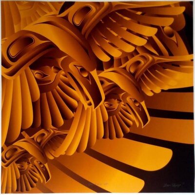Alano Edzerza  print 'Gold Raven Gift'