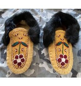 hand made moccasins with home tanned moosehide