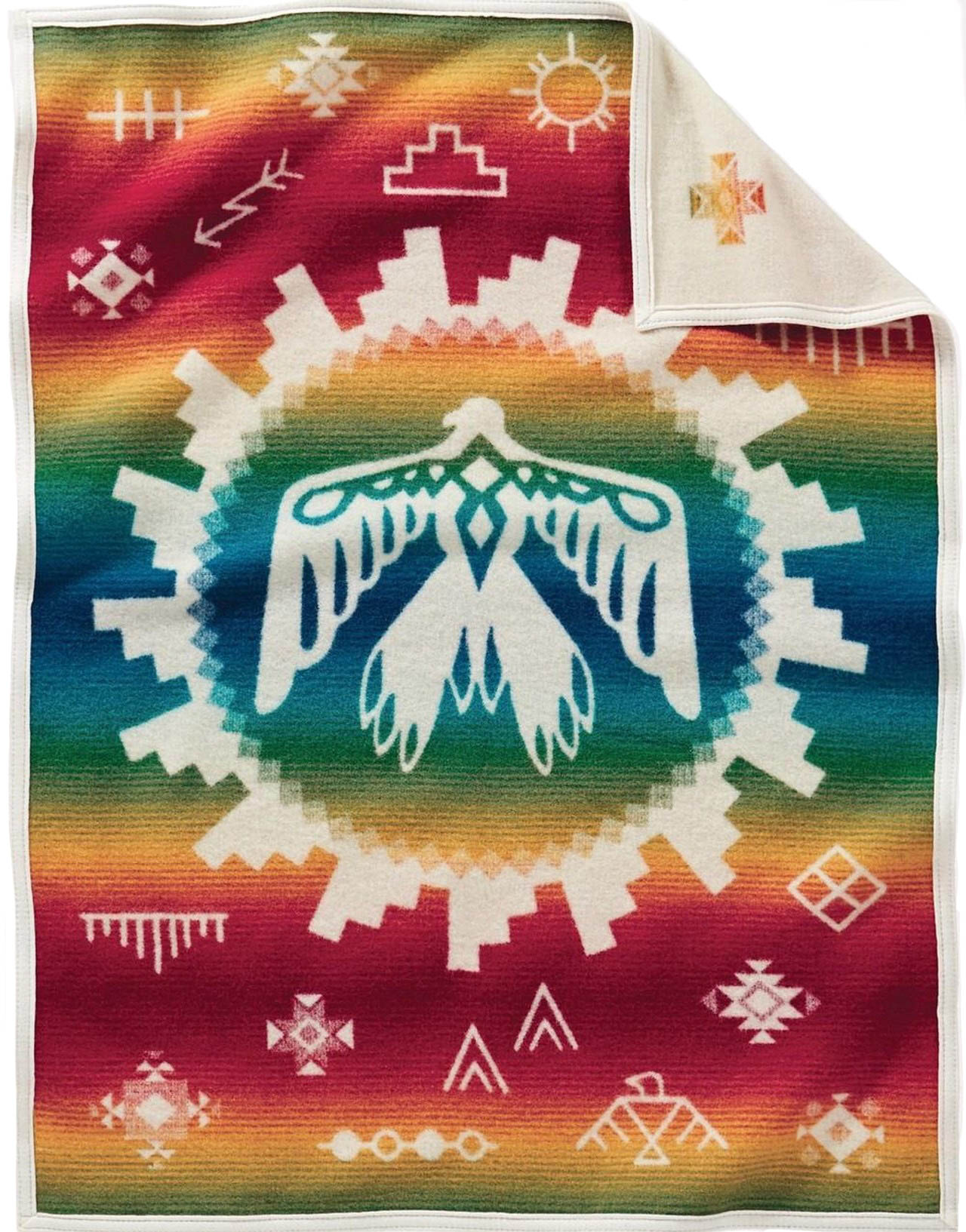 Sunrise Thunderbird Crib Blanket  Auqa Maize