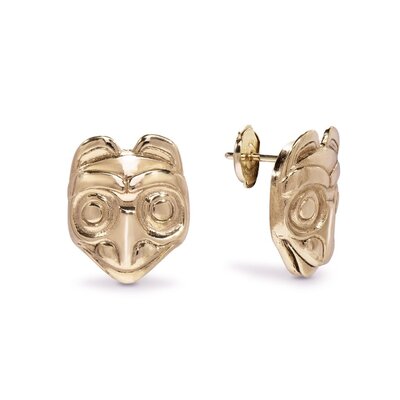 Haida 18 kt Gold Wolf Studs by Corey Bulpitt