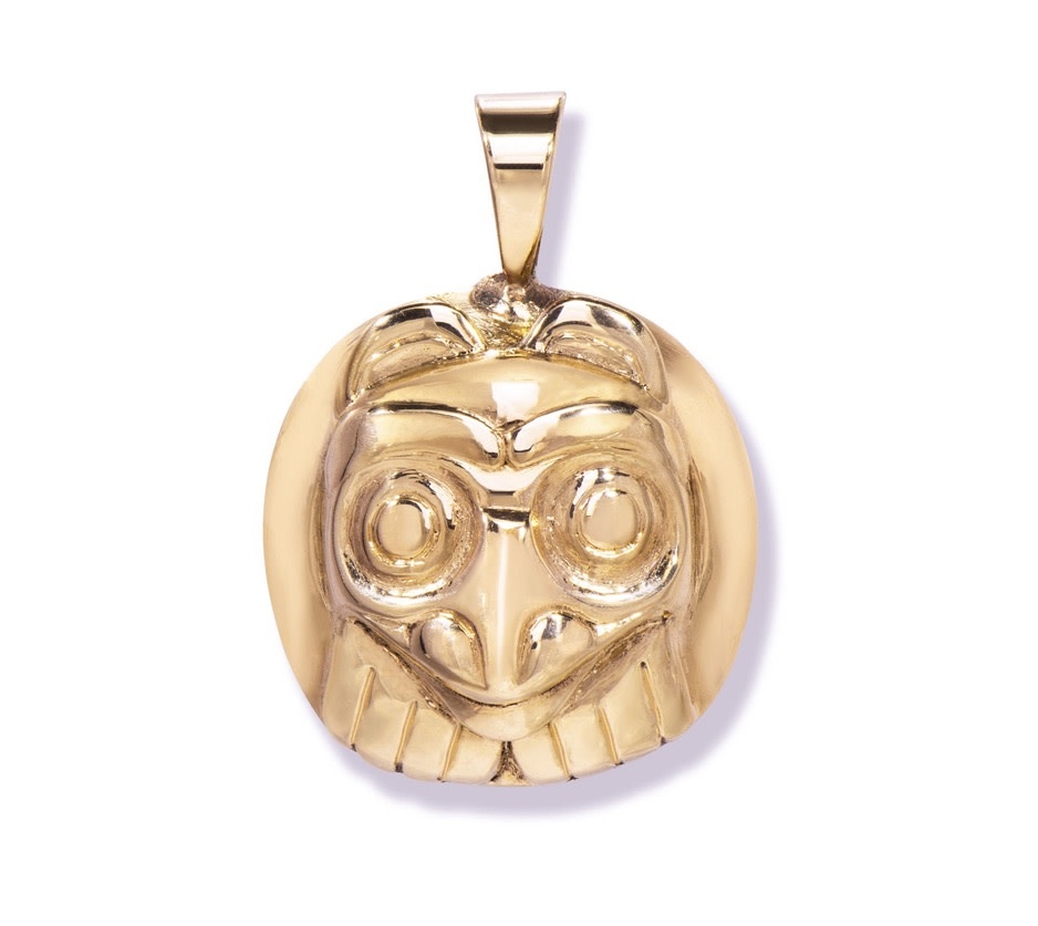 Haida 18 kt Gold Wolf Pendant by Corey Bulpitt