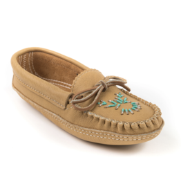 Dark  Moosehide Moccasins with Beaded Deer Design