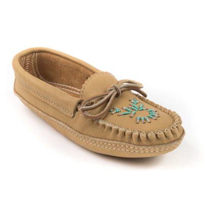 Ladies Moosehide Moccasins with Beaded Deer Design