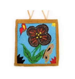 Flower and Butterflies Beaded Flat Bag