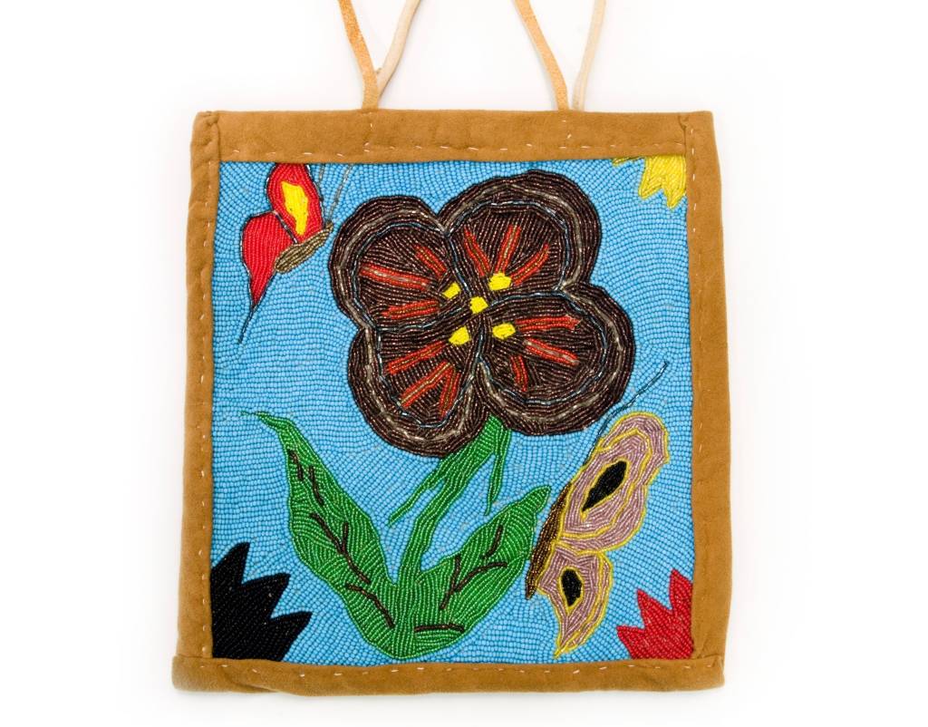 Flower and Butterflies Beaded Flat Bag