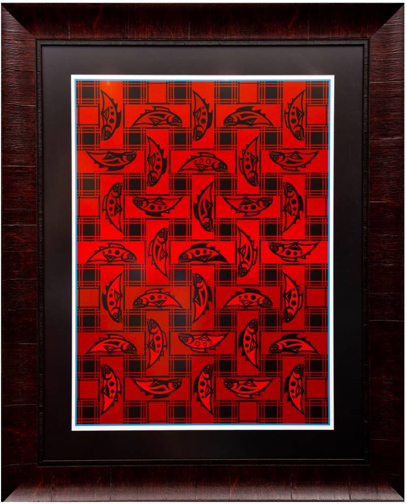 Susan Point Framed Print 'Salmon Blanket Design'