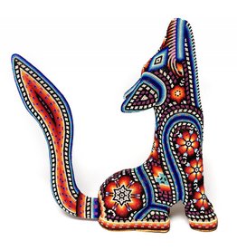Coyote Carved and Beaded by Santos Bautista (Huichol).