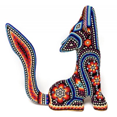 Coyote Carved and Beaded by Santos Bautista (Huichol).
