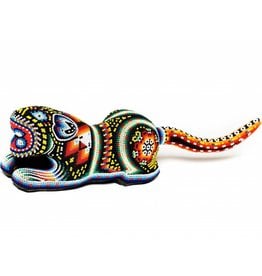 Jaguar Carved and Beaded by Santos Bautista (Huichol).