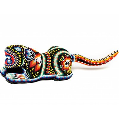 Jaguar Carved and Beaded by Santos Bautista (Huichol).