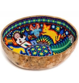 Gourd Bowl Beaded by Sylvestre Castro (Huichol).