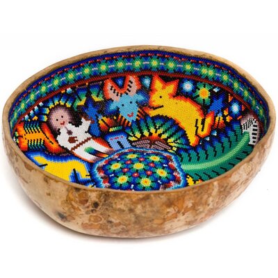 Gourd Bowl Beaded by Sylvestre Castro (Huichol).