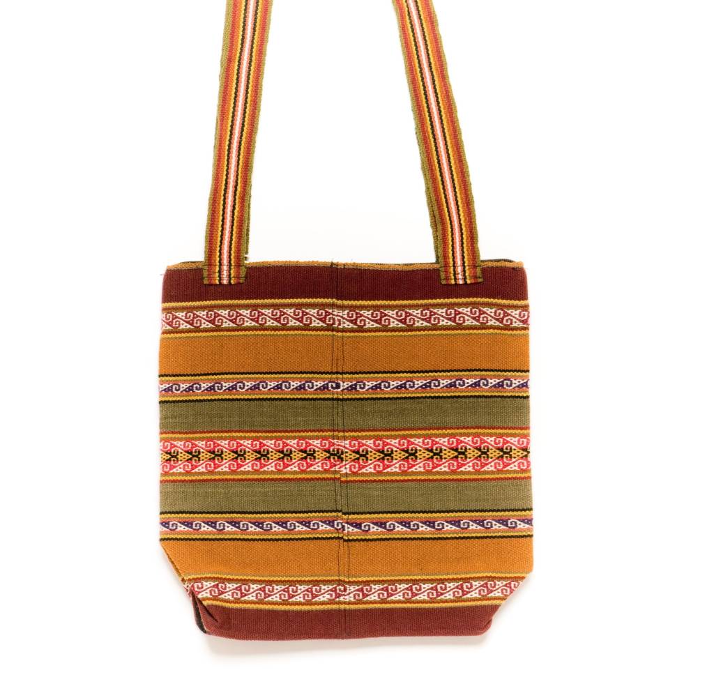 Inca Hand Sewn Shoulder Bag from Hand Loomed Cloth 11 .5" by 11 .5