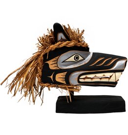 SOLD  Large Wolf Mask on Stand