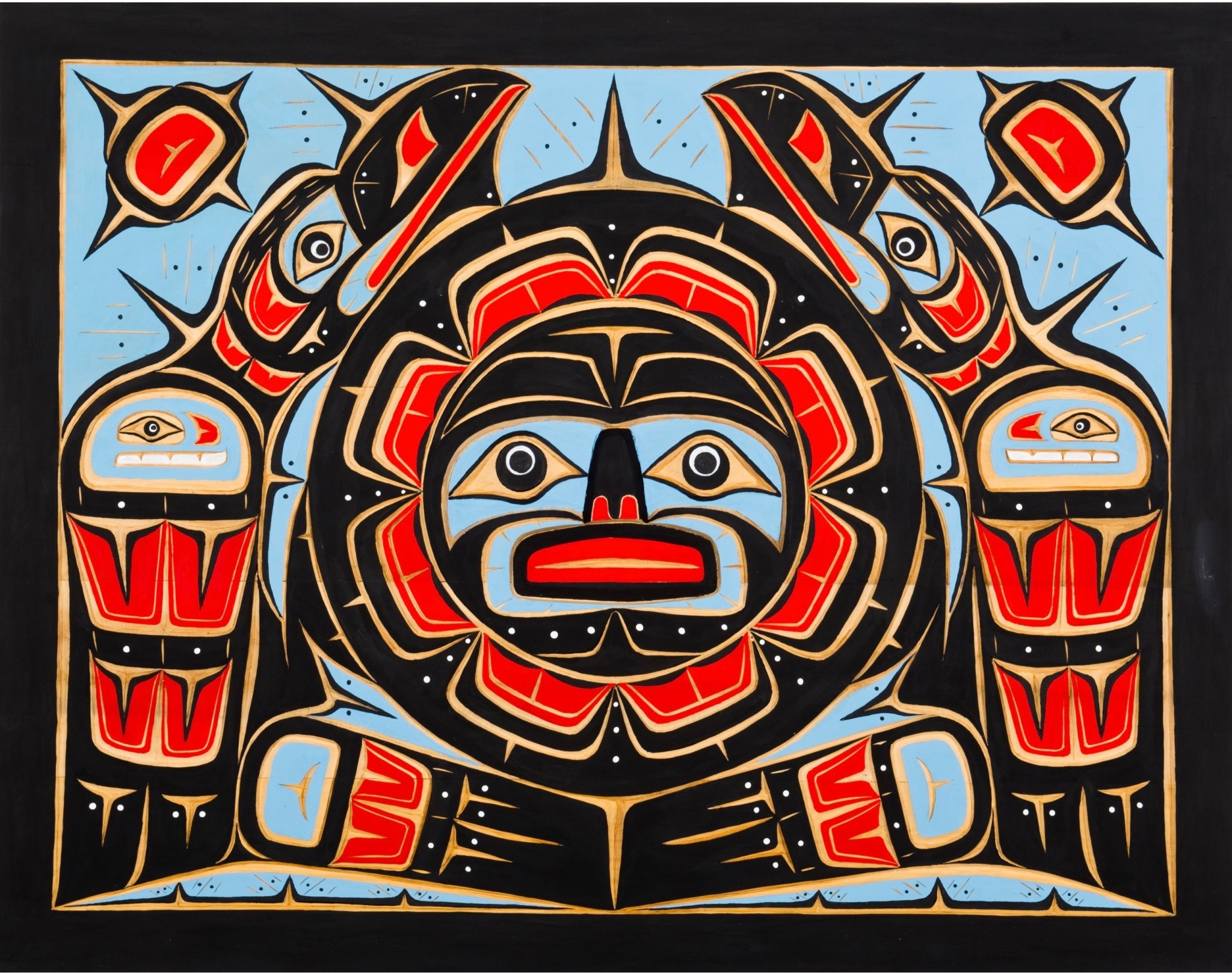 SOLD  Raven and Sun Wall Panel