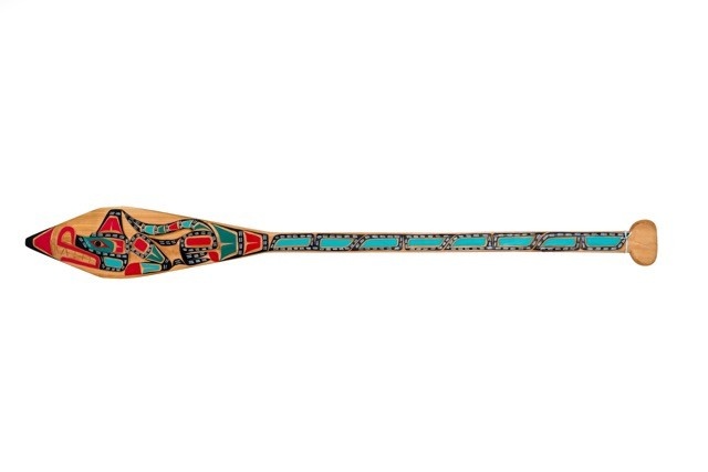 SOLD  Two Sided Wolf / Butterfly Paddle