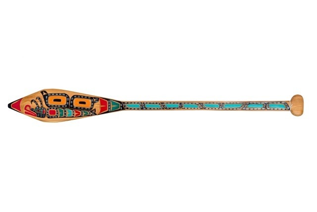 SOLD  Two Sided Wolf / Butterfly Paddle