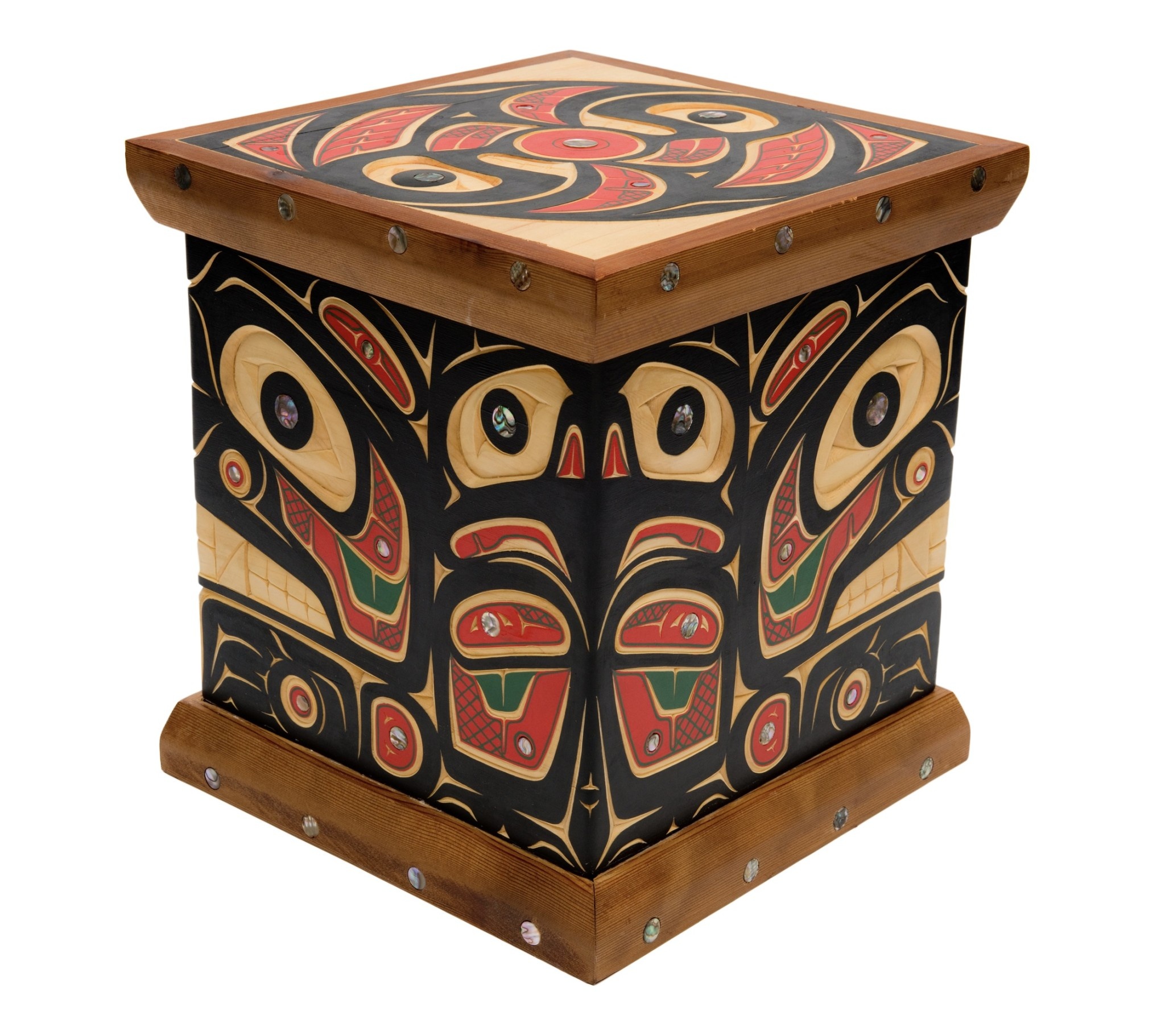 CUSTOM ORDER  Northwest Coast  Bear, Raven Bentwood Box