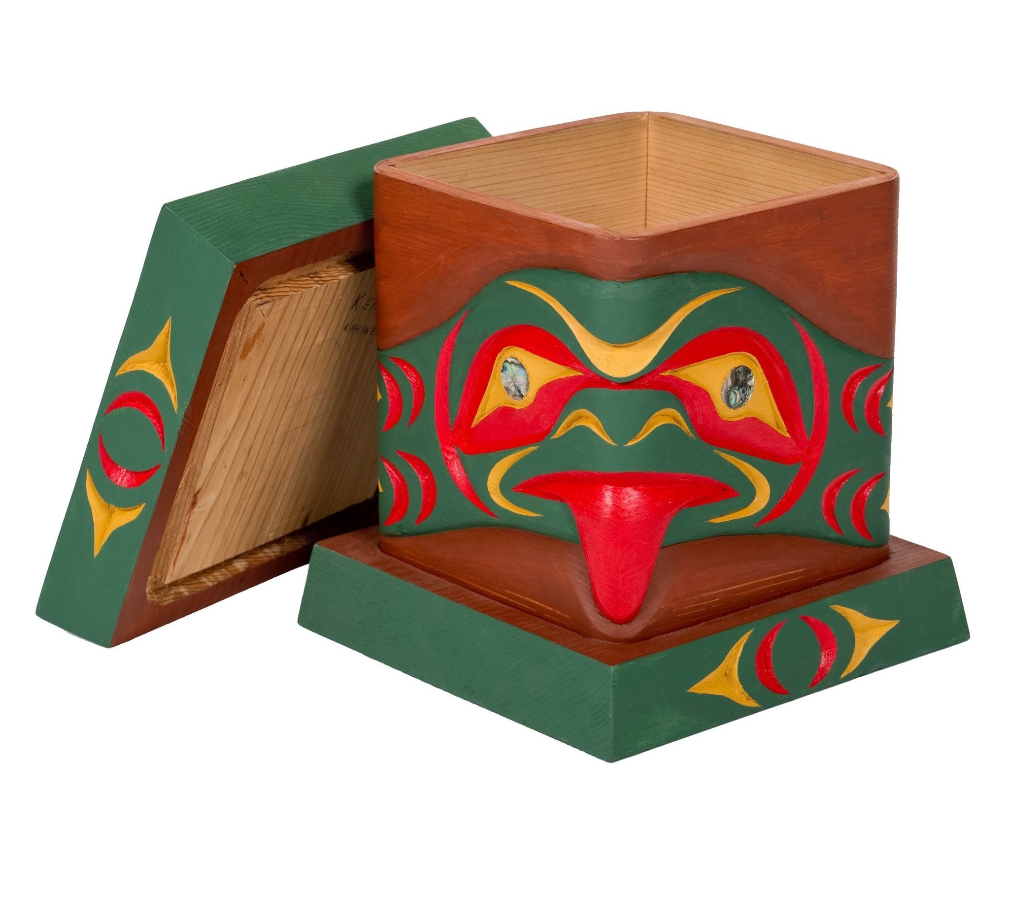 SOLD   Bentwood Box with Salish Serpent Design
