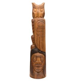 SOLD  7' Owl / Wild Man Totem Pole