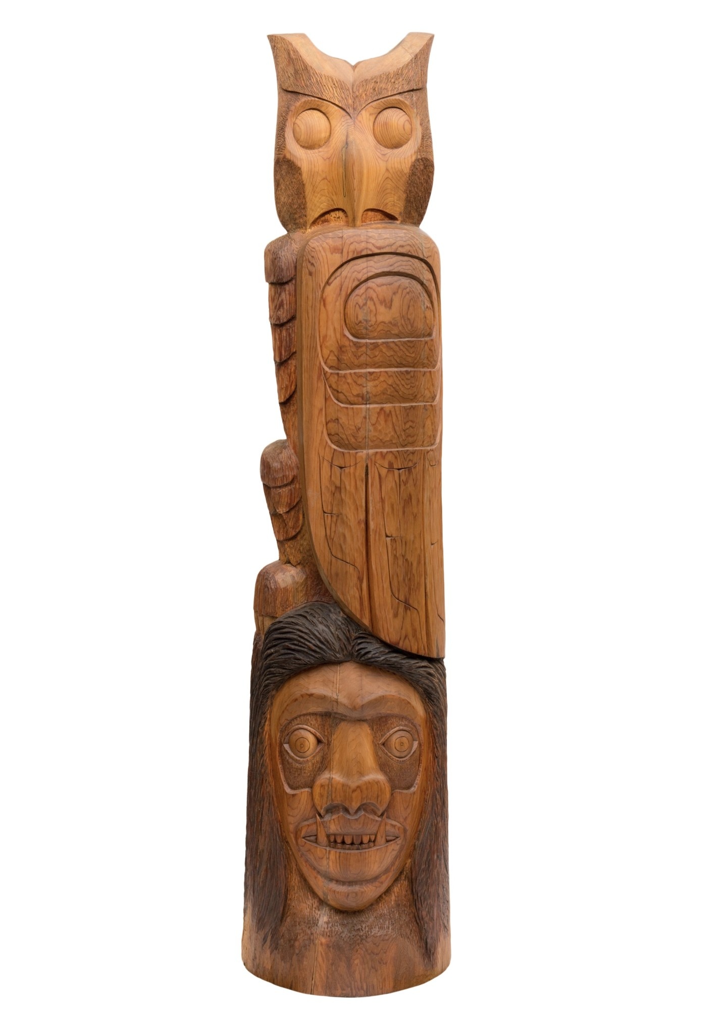 CUSTOM ORDER  7' Owl / Wild Man Totem Pole