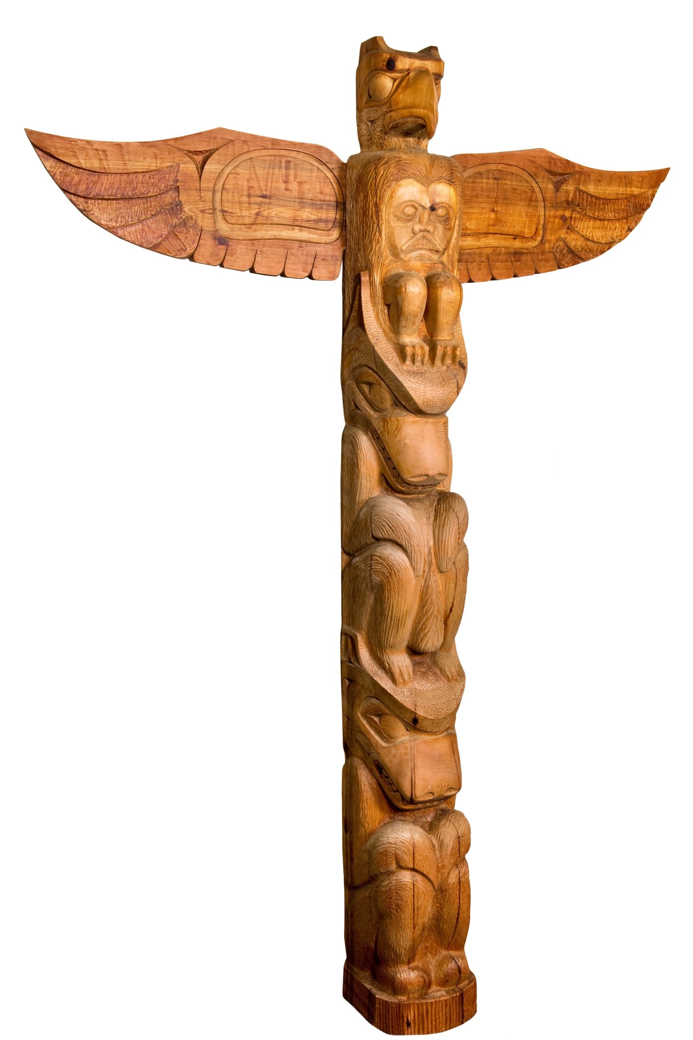 SOLD  Eagle, Wolf, and Bear Totem Pole