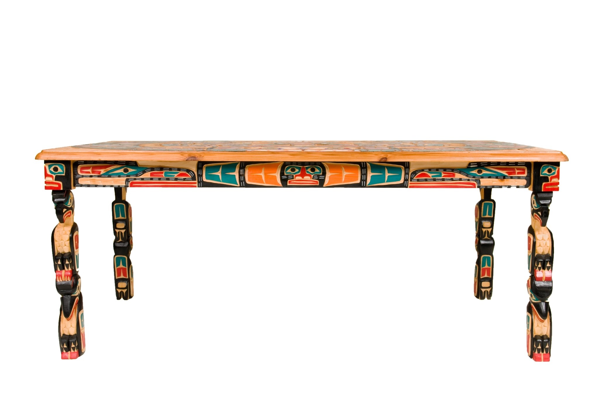 SOLD  Carved Sisiutl (Two Headed Sea Serpent) Table