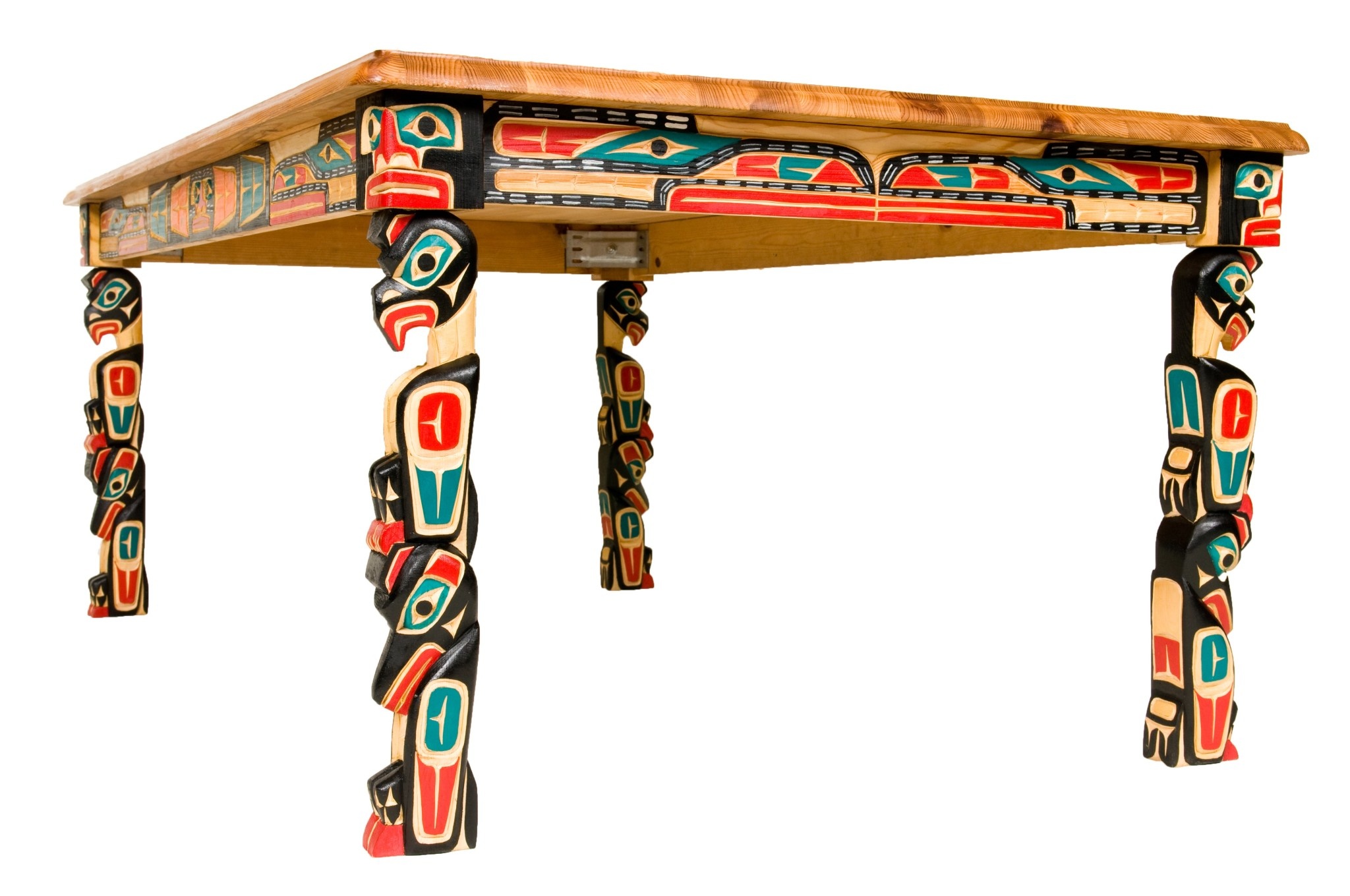 SOLD  Carved Sisiutl (Two Headed Sea Serpent) Table