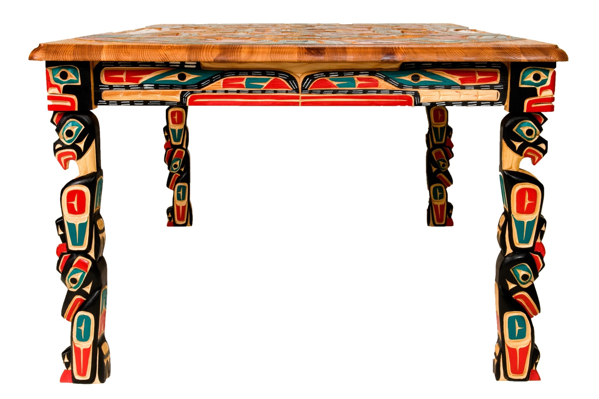Carved Sisiutl (Two Headed Sea Serpent) Table