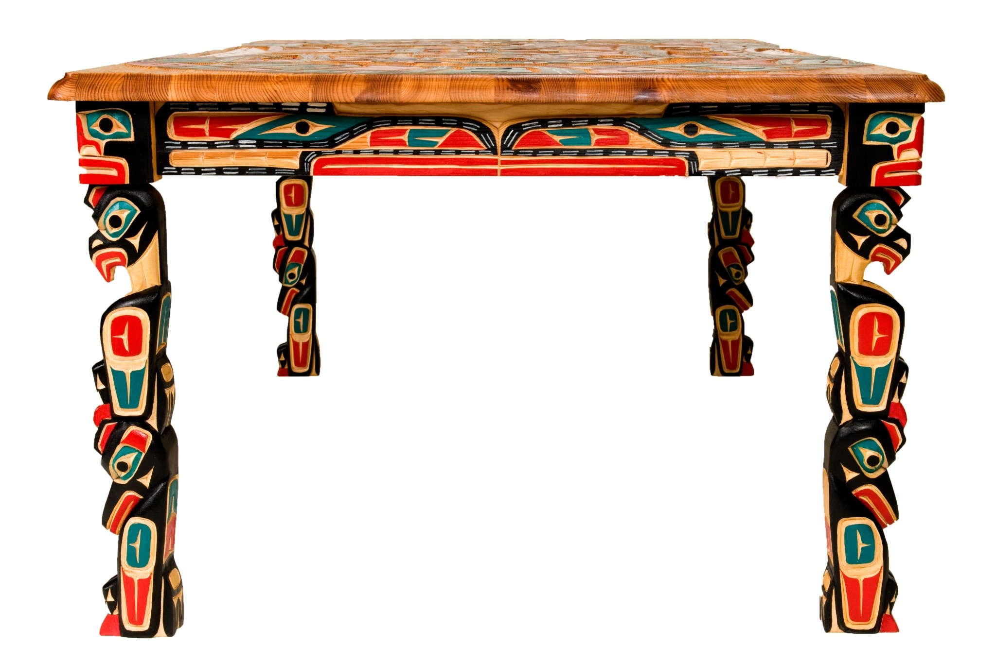 SOLD  Carved Sisiutl (Two Headed Sea Serpent) Table